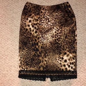 Doncaster leopard print silk/lycra skirt
